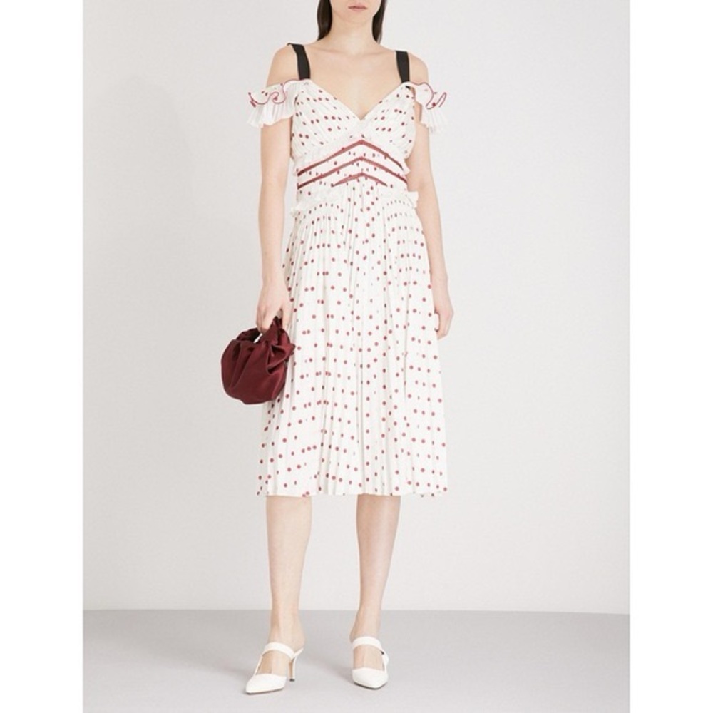 Self-portrait polka dot print midi dress